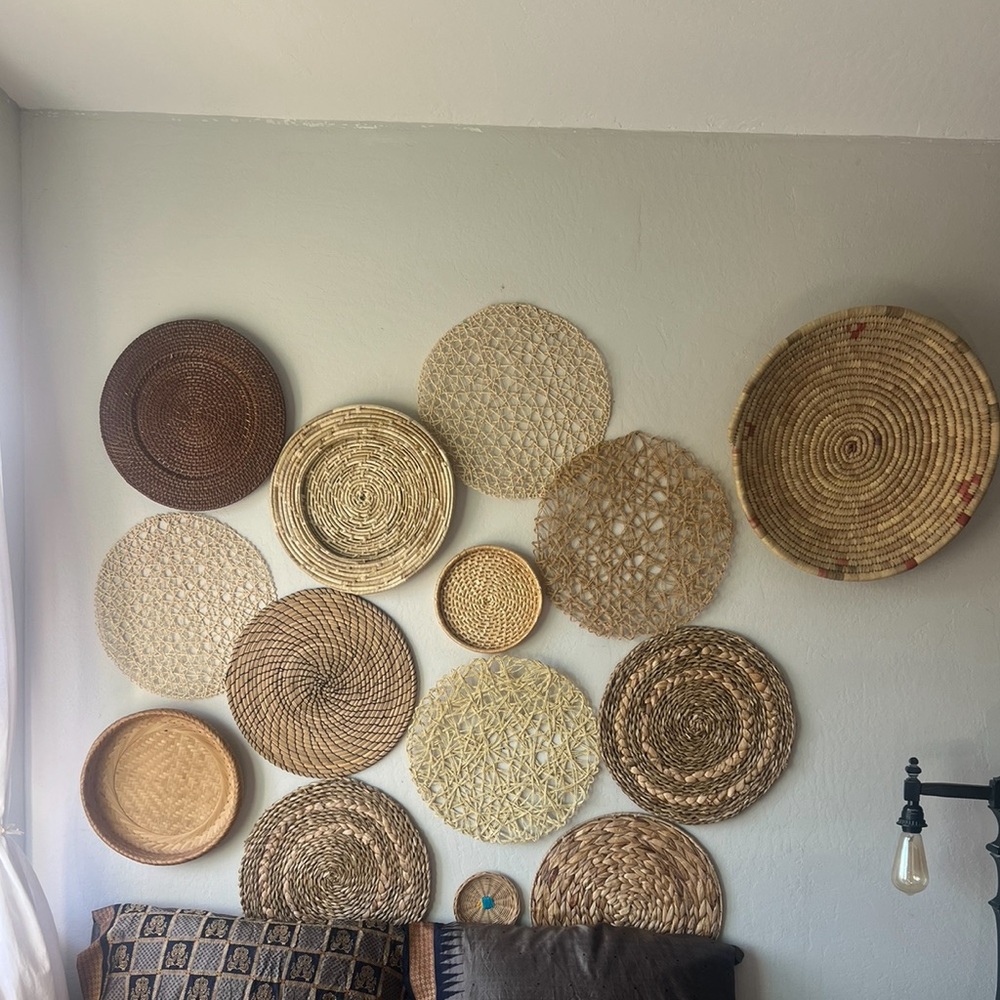 SOLD Boho Rattan basket and placemats